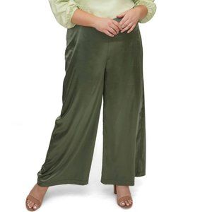 MARÉE POUR TOI Wide Leg Trouser Satin Olive Green Pants SZ 14